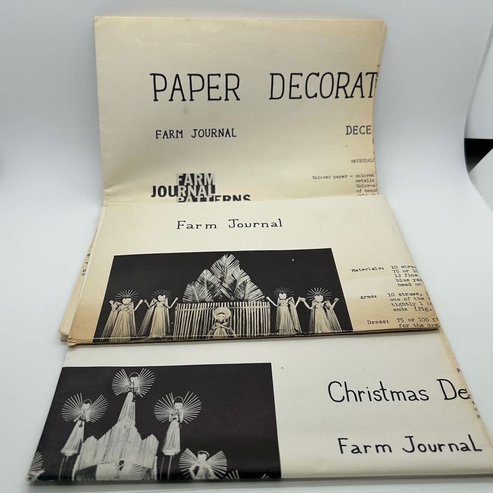 Vintage 1957 Farm Journal Crafts Straw and Paper Decoration Lot of 3‎